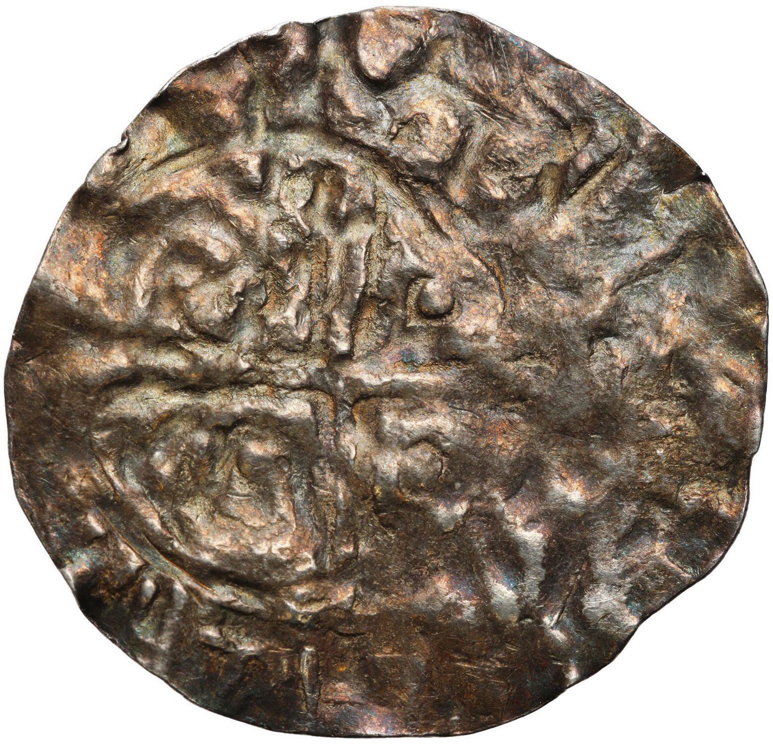 Bolesław Chrobry (992-1025). Denar jednostronny typu Princes Polonie, odmiana zbarbaryzowana