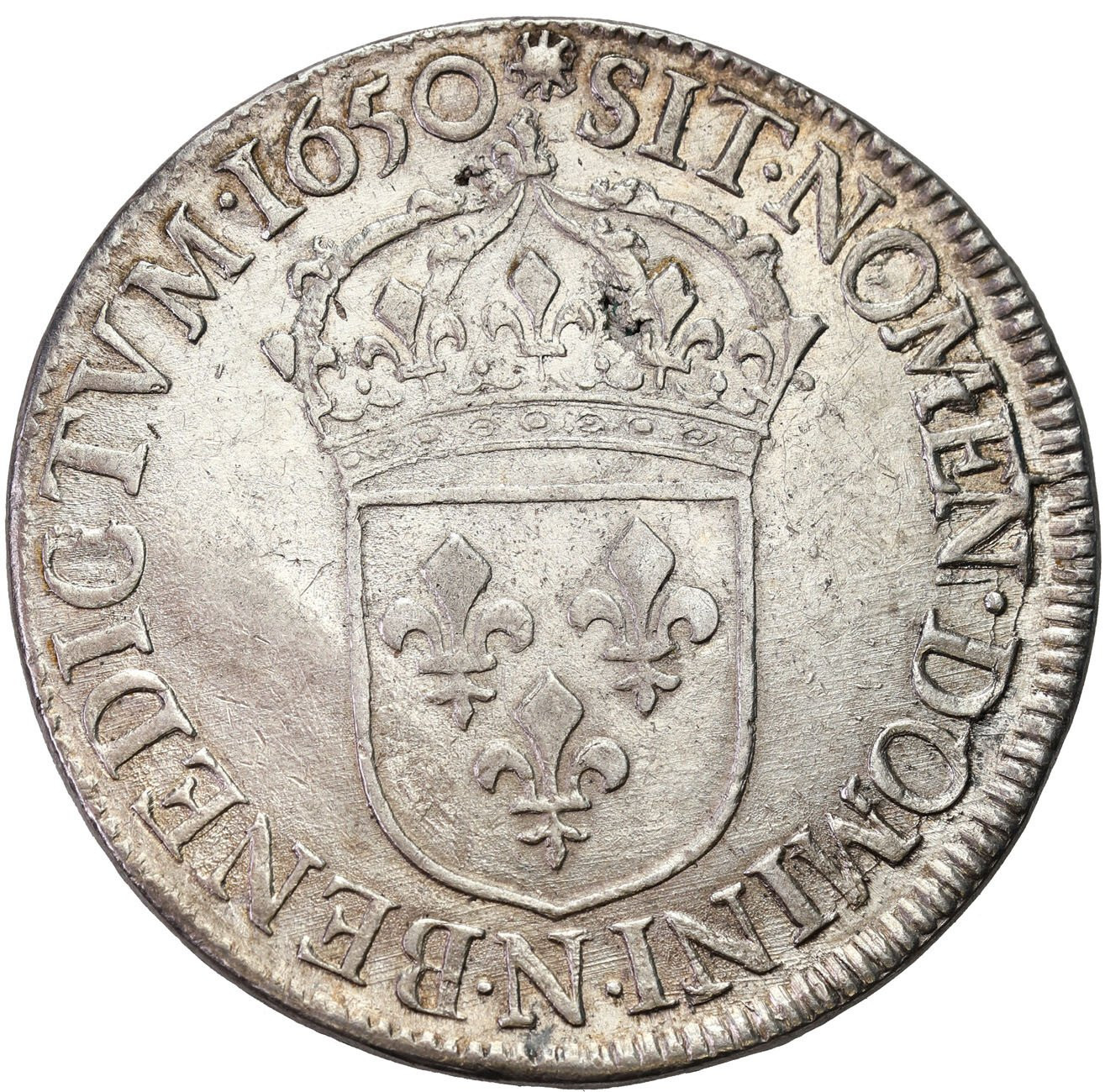 Francja. Ludwik XIV le Roi Soleil. Écu à la mèche longue 1650, La Rochelle