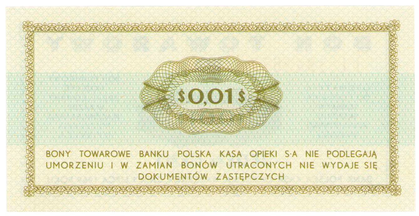 Bon towarowy PEKAO na 1 cent 1969 seria FL