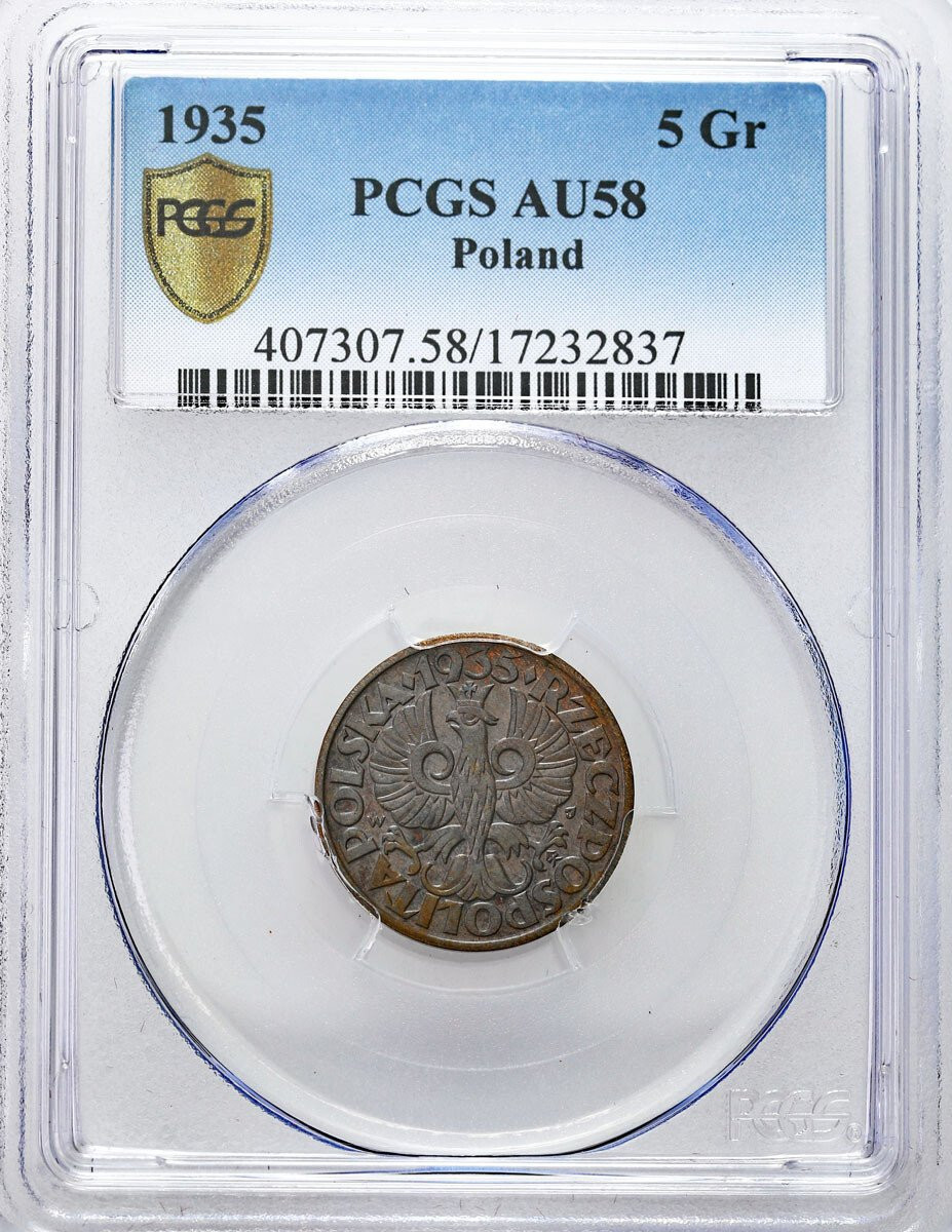 II RP. 5 groszy 1935 PCGS AU58