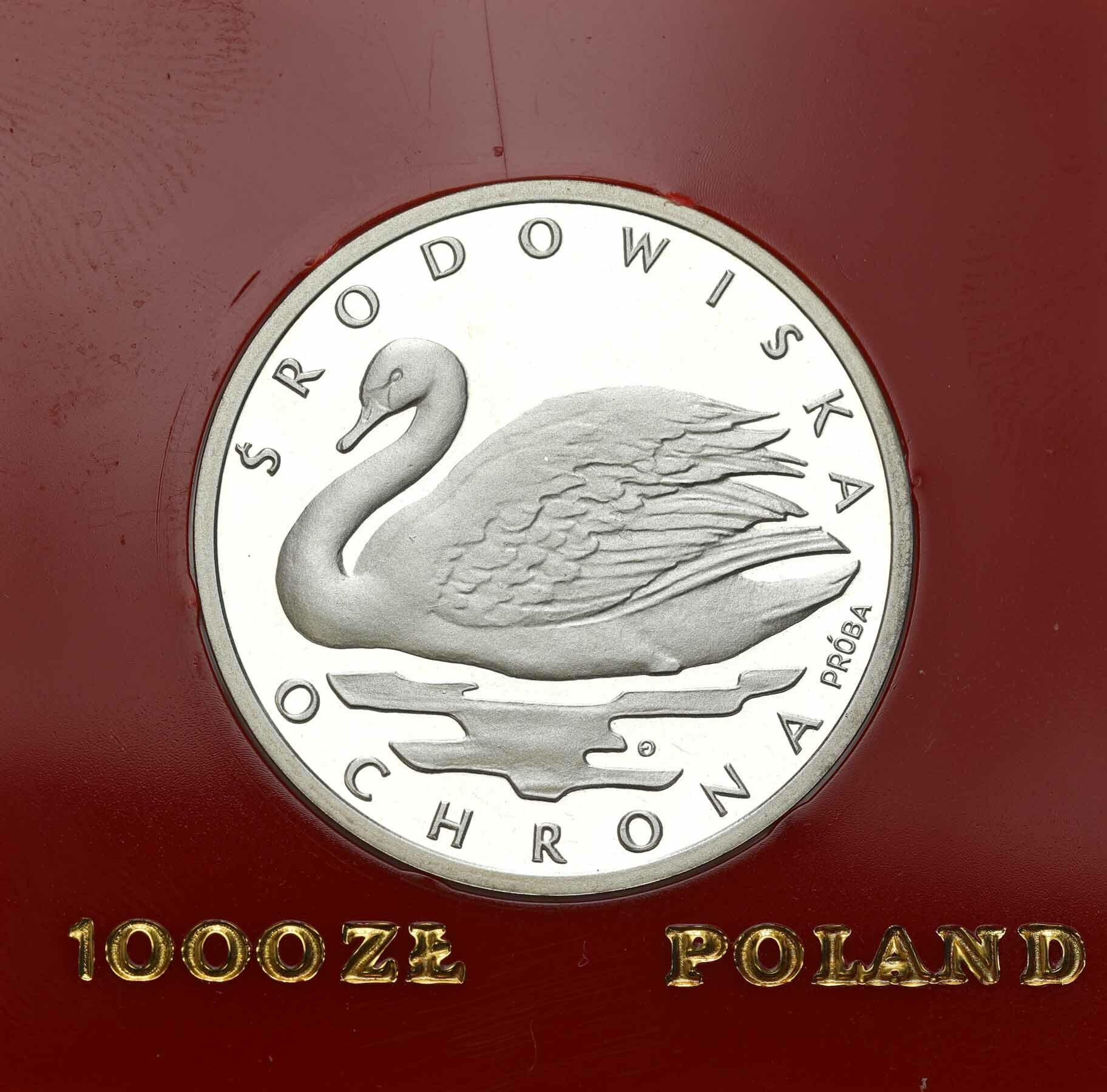 PRL. PRÓBA srebro 1000 złotych 1984 Łabędź