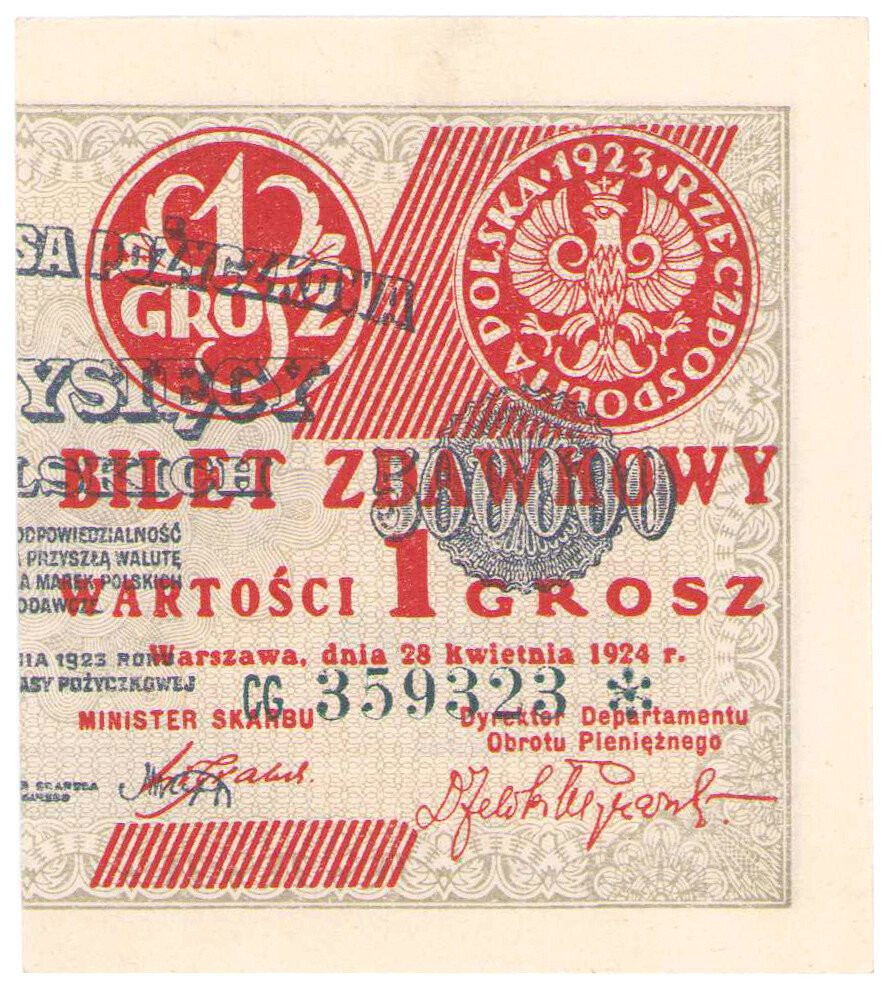 1 grosz 1924 seria CG - PRAWA STRONA