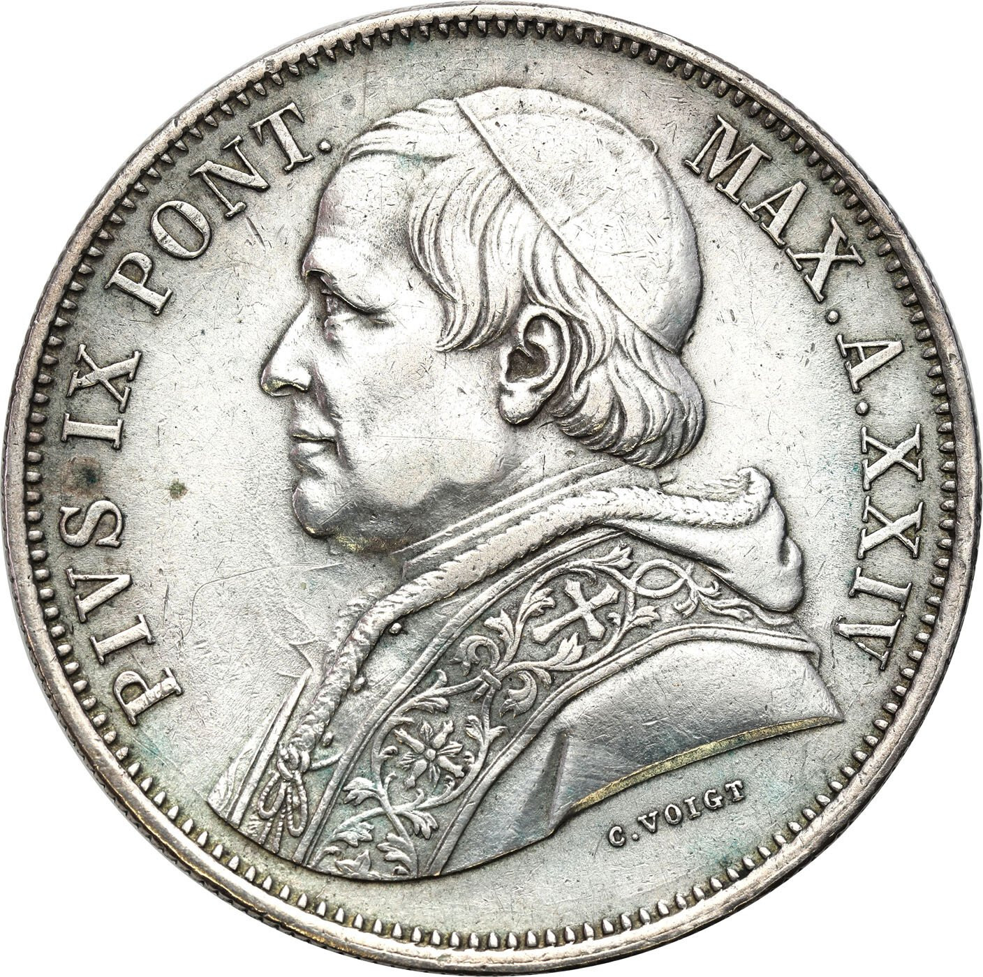 Watykan. Pius IX (1846-1878). 5 lirów 1870 