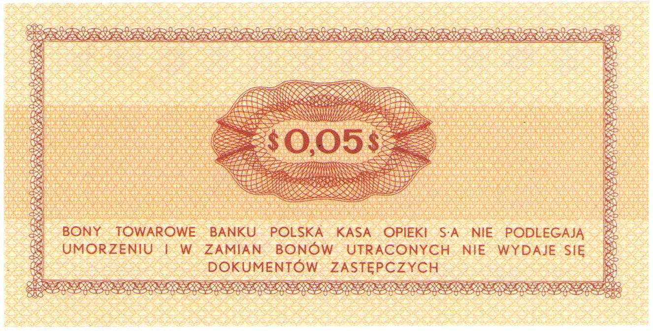 Bank PEKAO S.A. Bon na 5 centów 1969 seria Ea - PIĘKNE