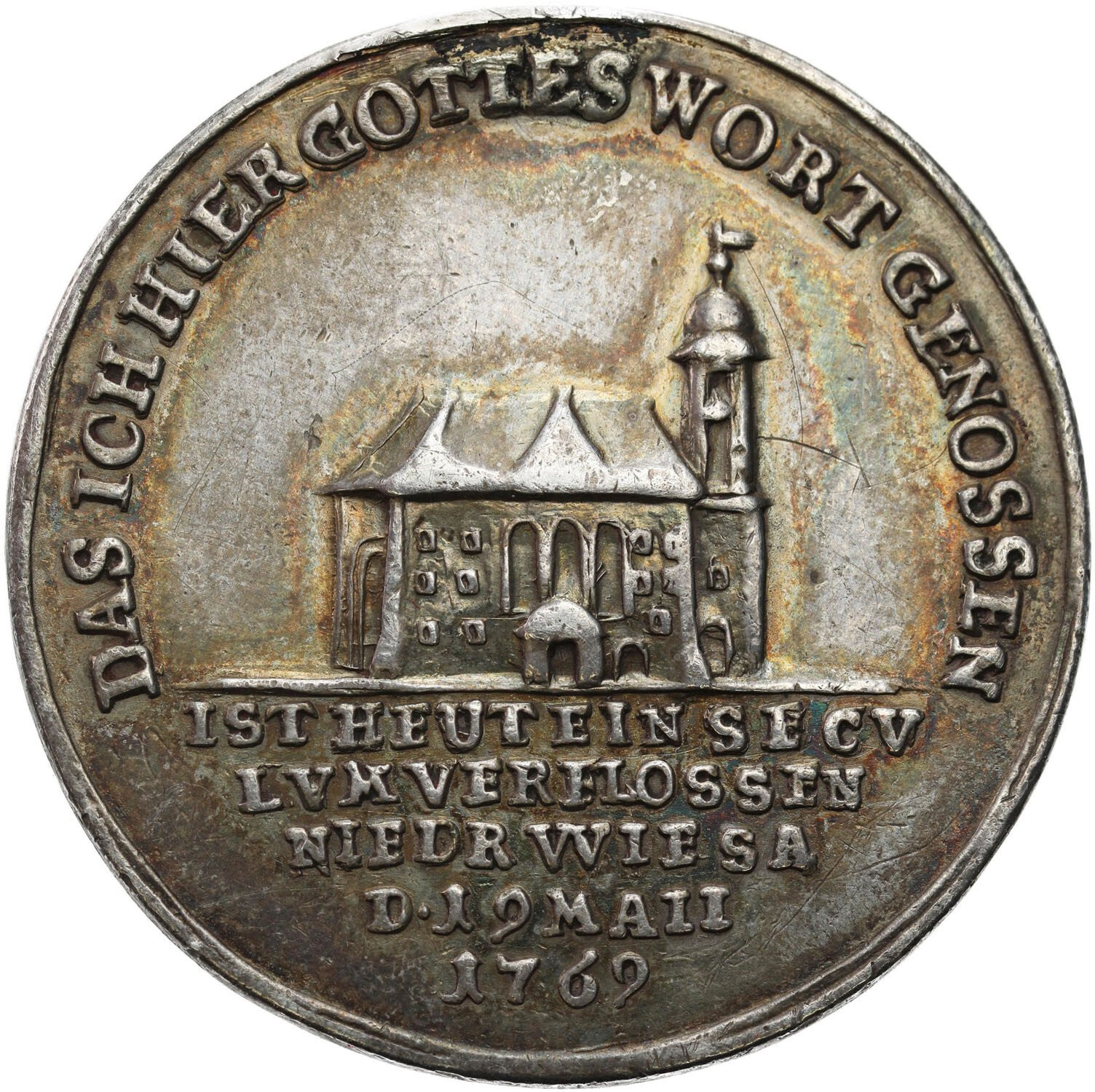 Niemcy, Greiffenberf / Śląsk. Medal 1769 - 100-lecie Kościoła Protestanckiego, srebro