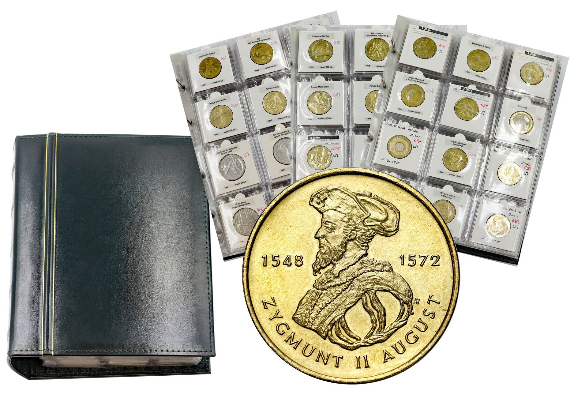 III RP. Klaser z monetami 2 złote GN 1995-2010, 210 sztuk w tym Zygmunt II August