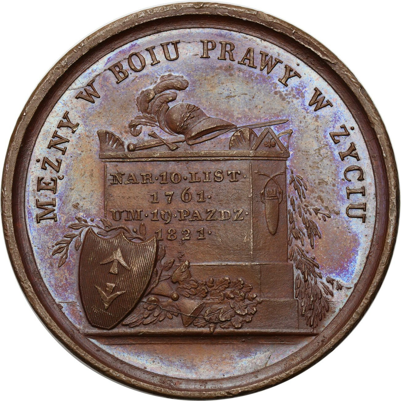 Królestwo Polskie, Aleksander l. Medal 1821, na cześć generała Stanisława Mokronoskiego - RZADKI