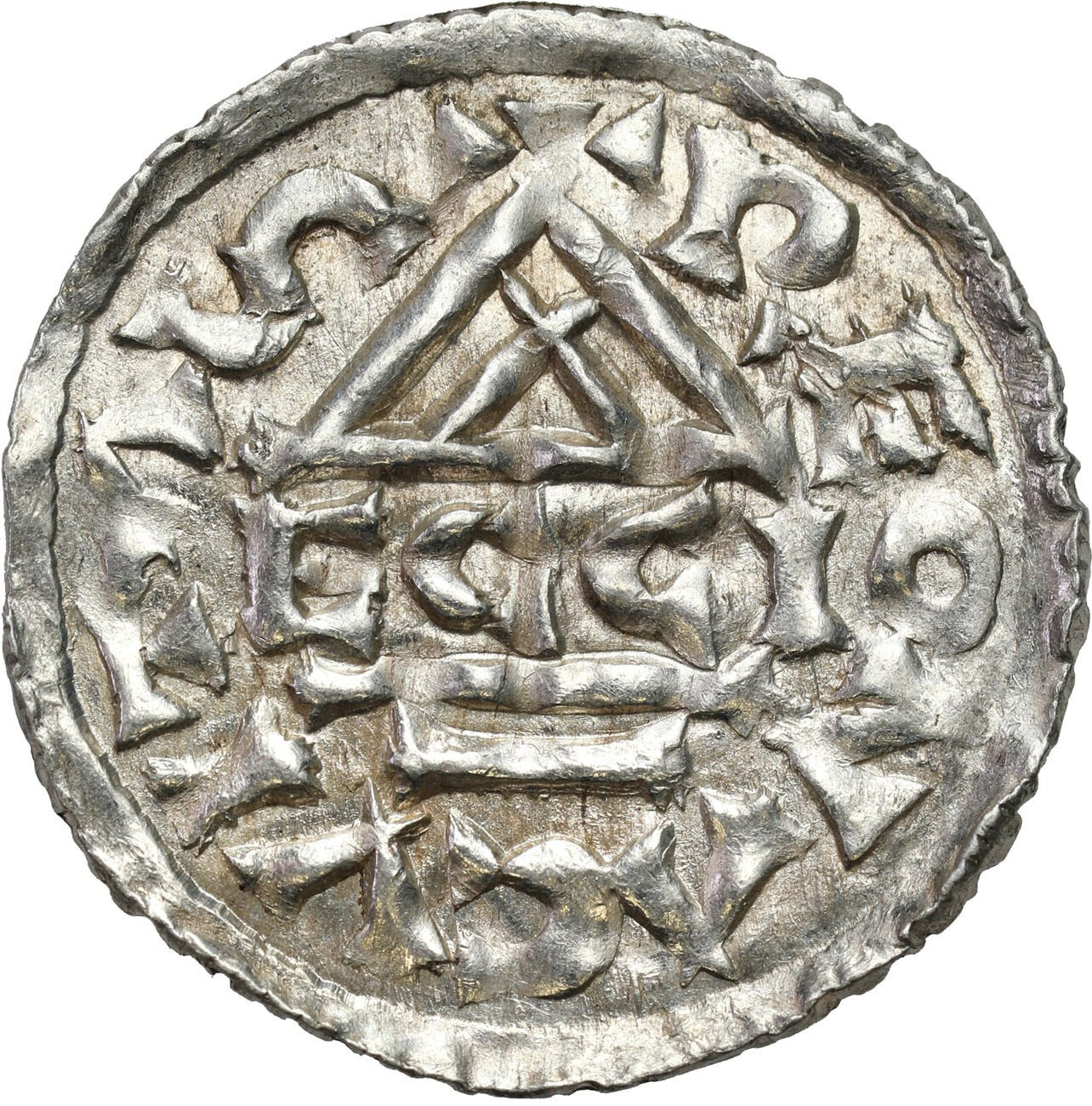 Niemcy, Bawaria, Ratyzbona. Henryk II Kłótnik II - drugie panowanie (985–995). Denar - PIĘKNY