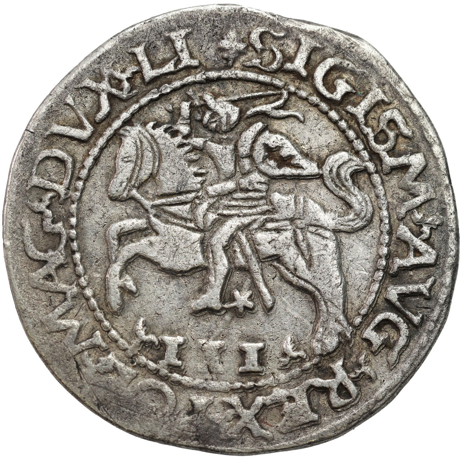 Zygmunt II August. Trojak (3 grosze) SZYDERCZY 1565, Tykocin - RZADKOŚĆ R5