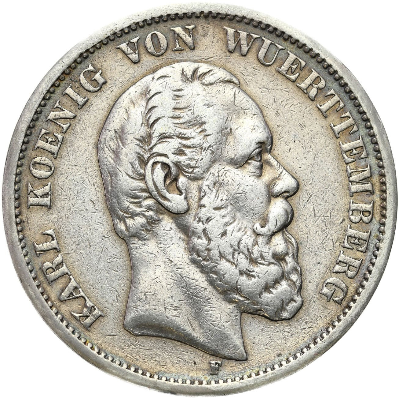 Niemcy, Wirtembergia. Karol (1864–1891). 5 marek 1875 F, Stuttgart