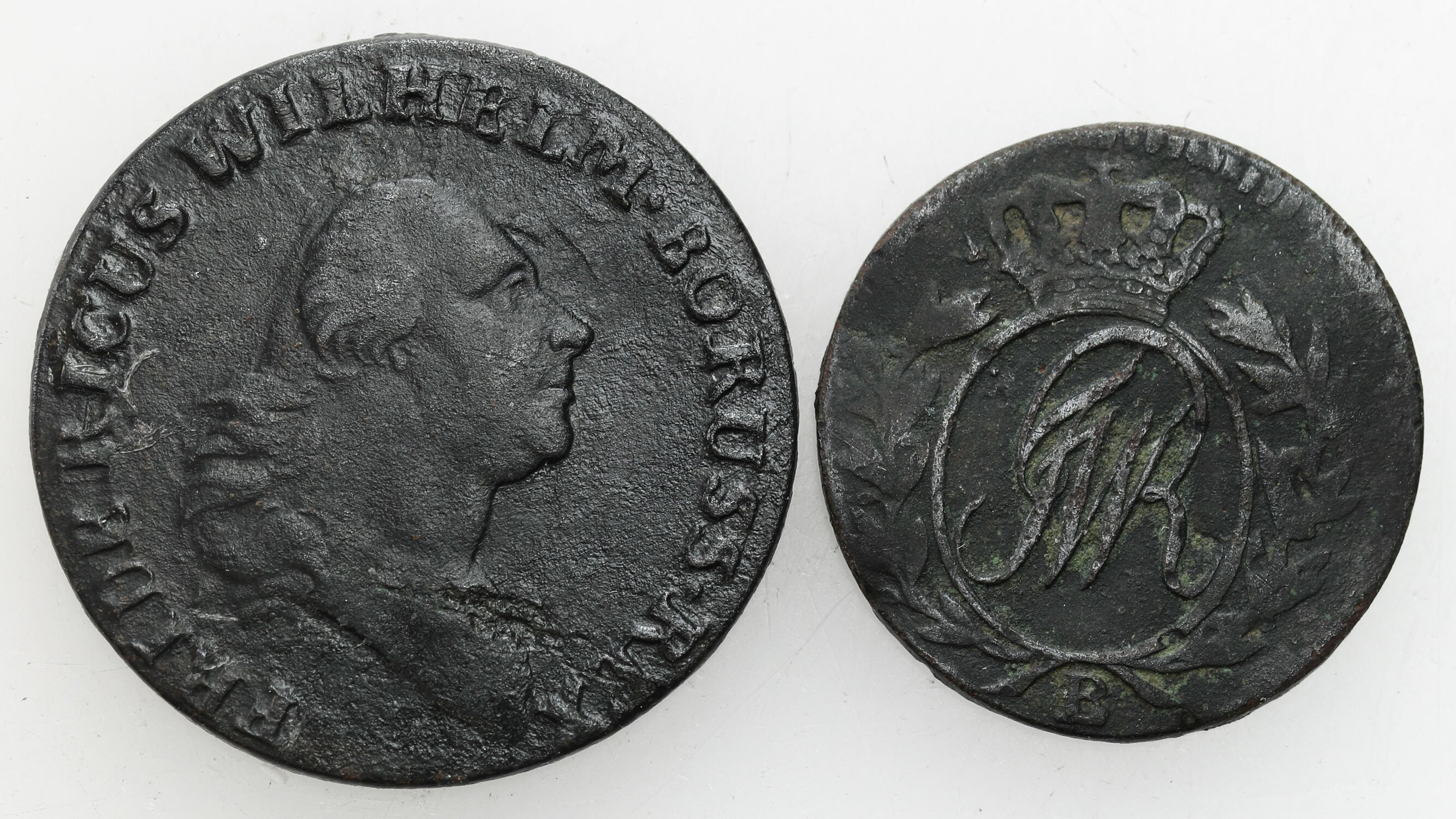 Zabór pruski - Prusy Południowe. Fryderyk Wilhelm II (1786-1797). 1 grosz 1797 i 1/2 grosza 1796 B, Wrocław