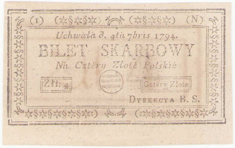 Insurekcja Kościuszkowska 4 złote polskie 1794 1 seria N