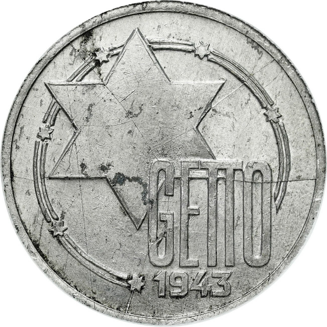 Getto Łódź. 10 marek 1943 Getto aluminium NNC MS63 - PIĘKNE