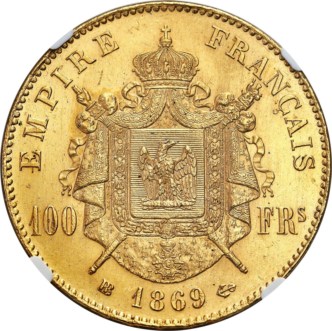Francja, Napoleon III. 100 franków 1869 BB, Strasburg NGC MS64+ PIĘKNE