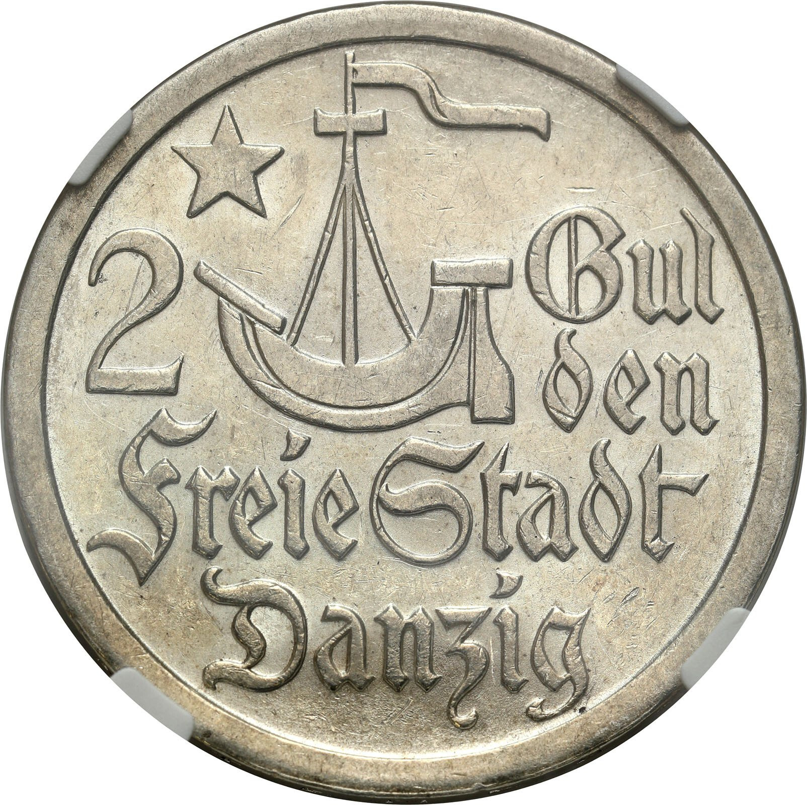 Wolne Miasto Gdańsk/Danzig. 2 Guldeny 1923 NGC MS61 - PIĘKNE