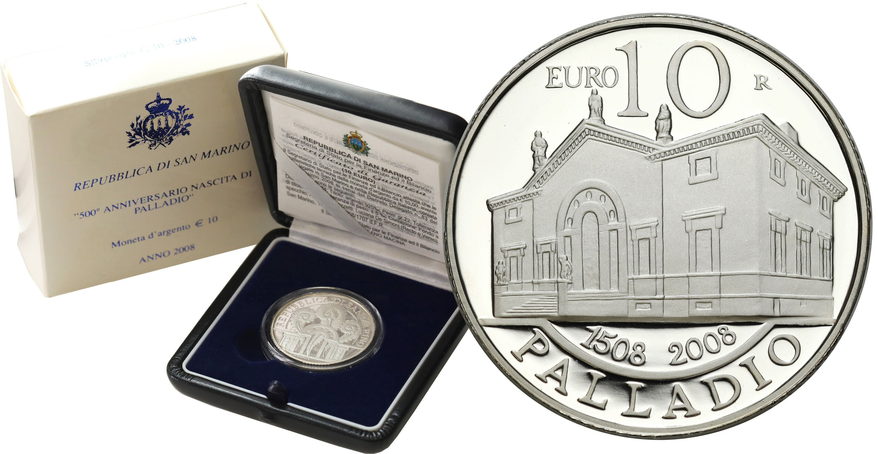 Włochy. San Marino. 10 euro 2008 Andrea Palladio
