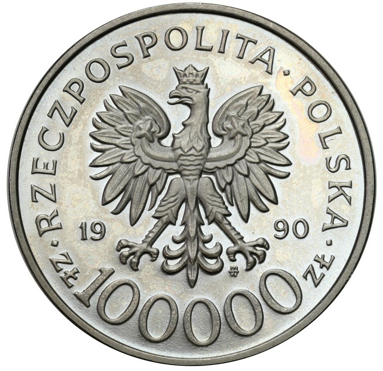 PRL. PRÓBA Nikiel 100.000 złotych 1990 – Solidarność