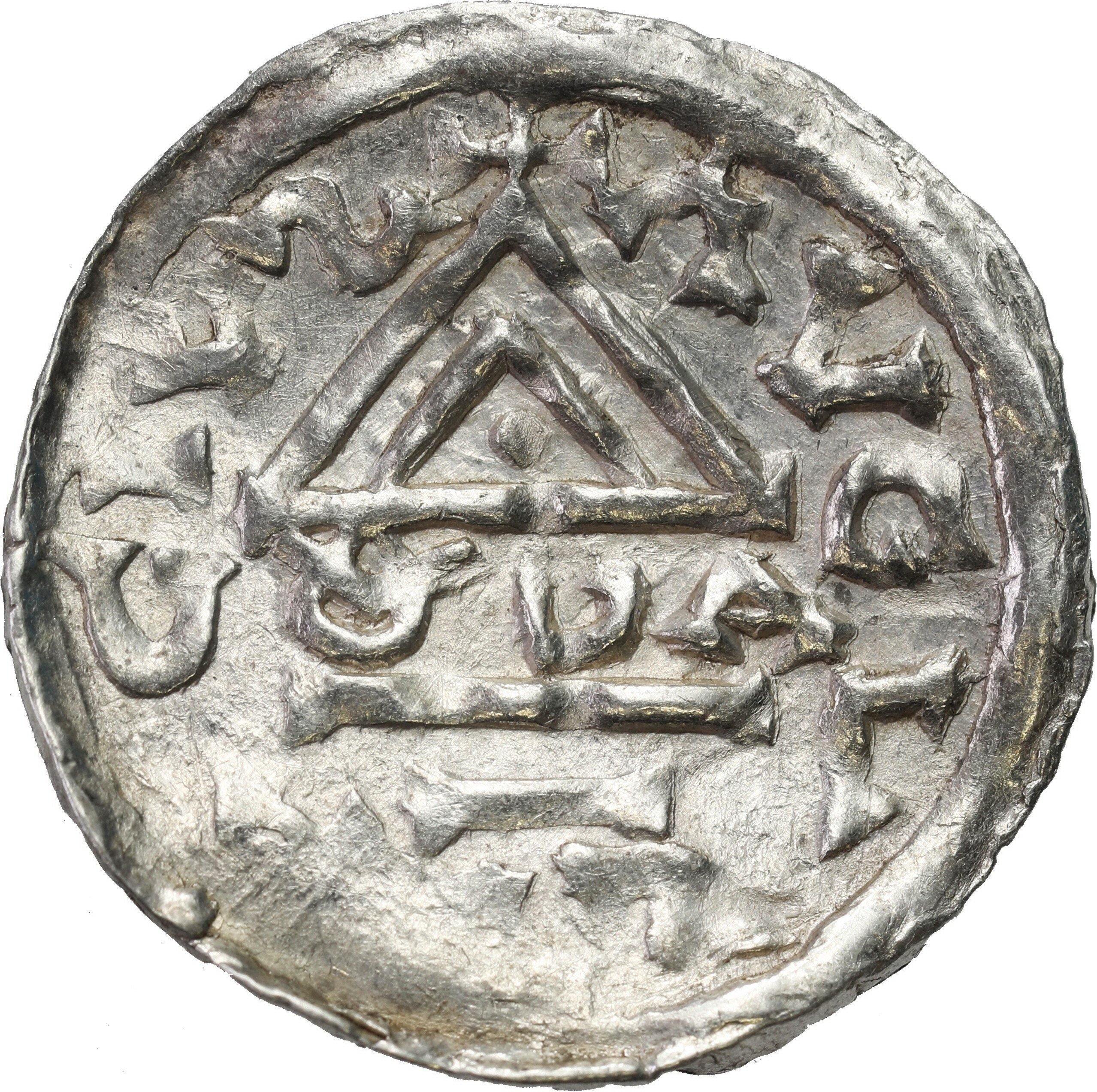 Niemcy, Bawaria, Augsburg. Henryk II (985–995), Denar, Augsburg – RZADKI