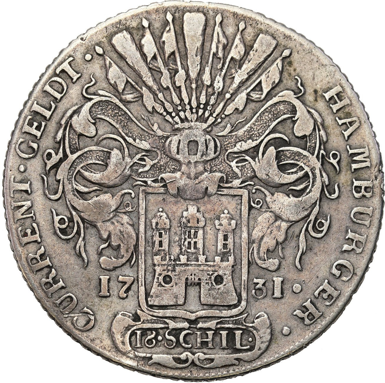 Niemcy, Hamburg.  Karol VI (1711-1740). 16 szylingów 1731, IHL