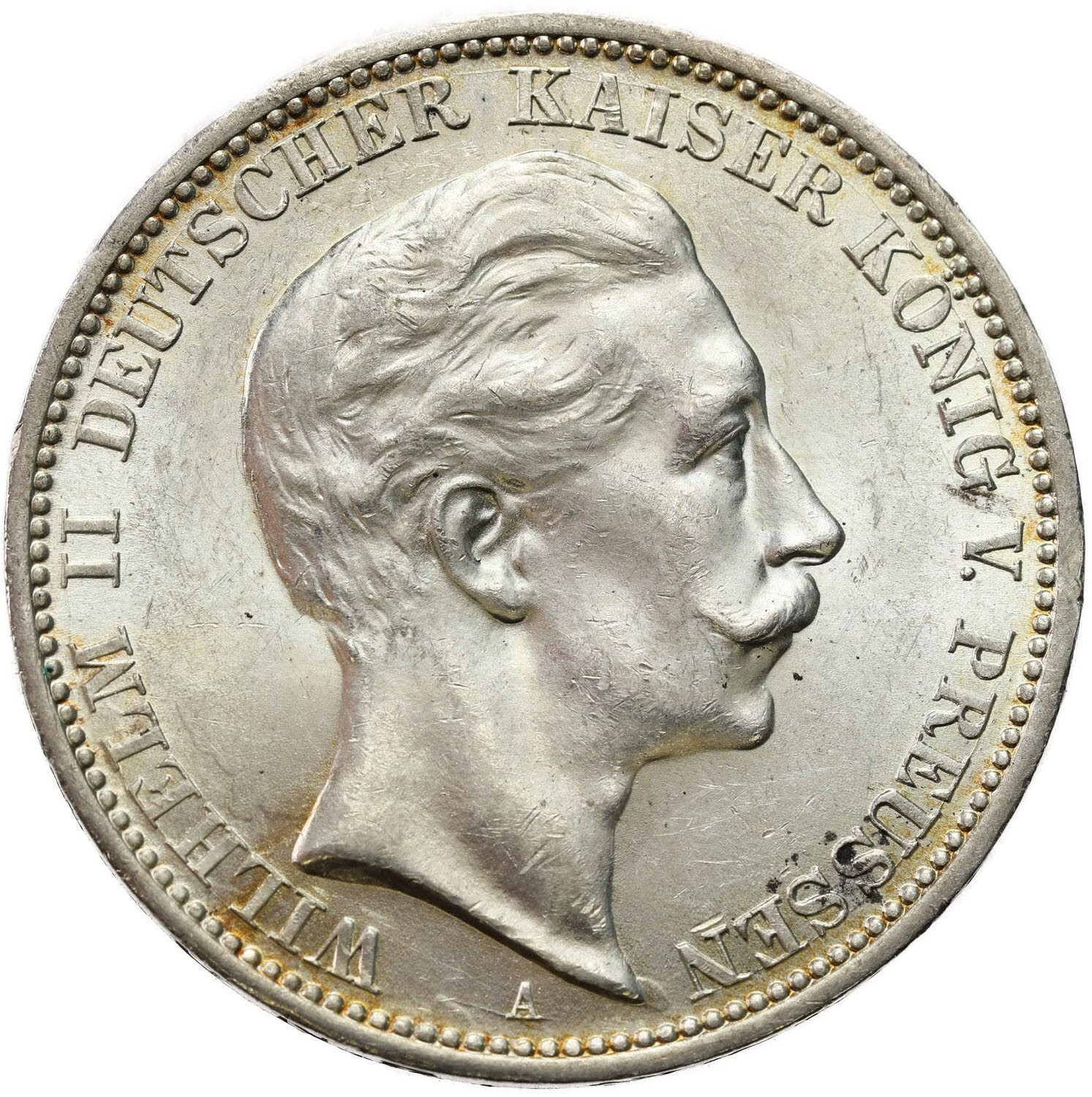 Niemcy, Prusy. Wilhelm II (1888–1918). 3 marki 1910 A, Berlin - WYŚMIENITE