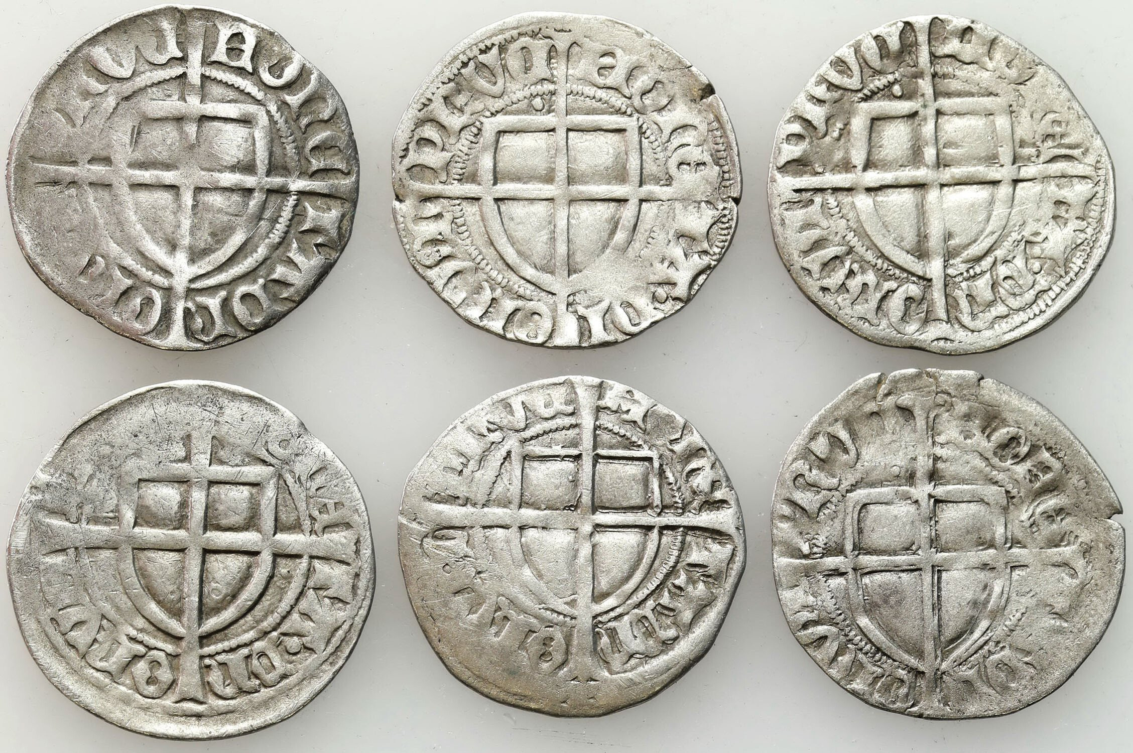 Zakon Krzyżacki. Paweł I Bellitzer (1422–1441). Szeląg, zestaw 6 monet