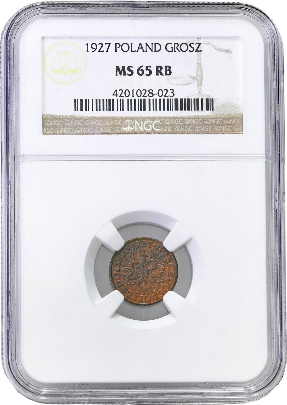 II RP. 1 grosz 1927 NGC MS65 RB (2MAX) – IDEALNY