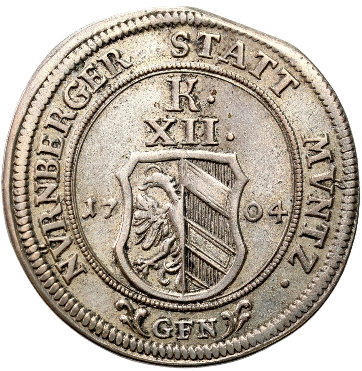 Niemcy, Norymberga. Leopold I (1657–1705). 12 krajcarów 1704, Norymberga
