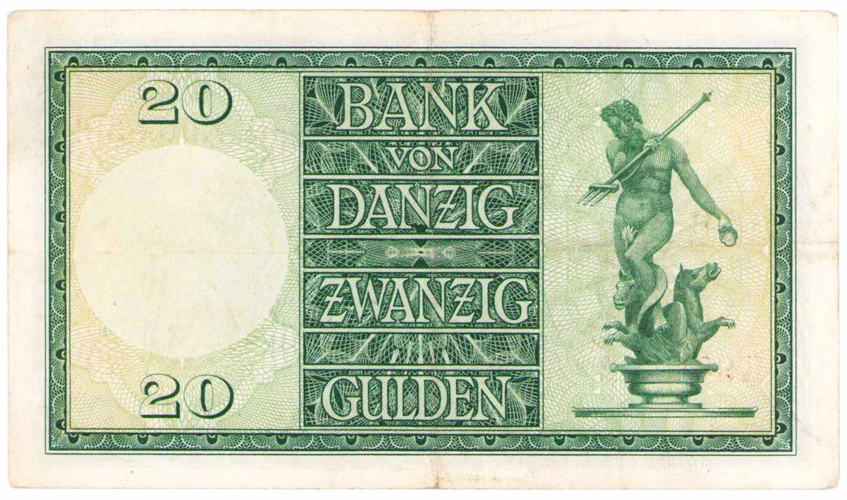 Wolne Miasto Gdańsk. 20 guldenów 1937 seria K – RZADKIE