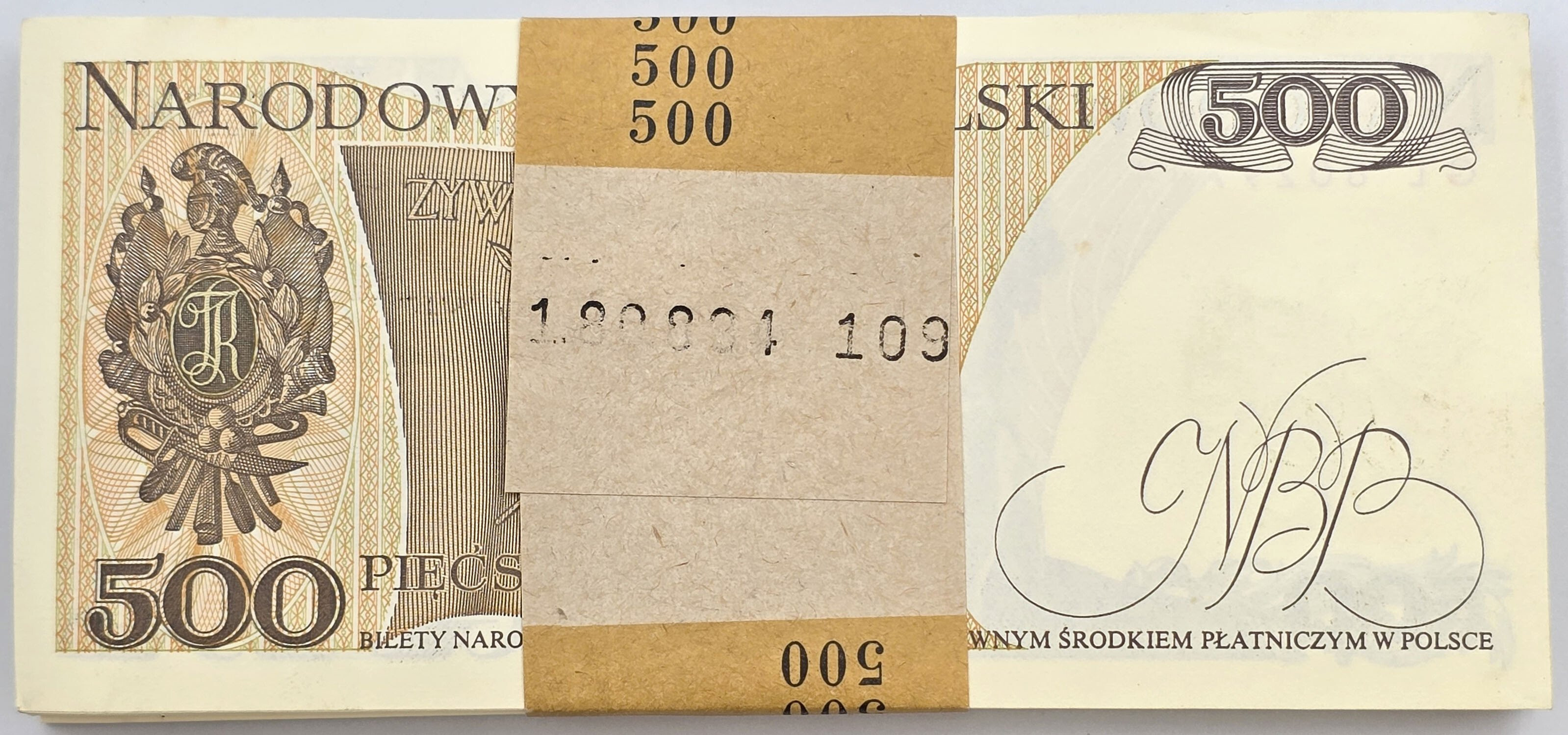 PRL. 500 złotych 1982 Kościuszko seria GL, zestaw 100 sztuk - PACZKA BANKOWA