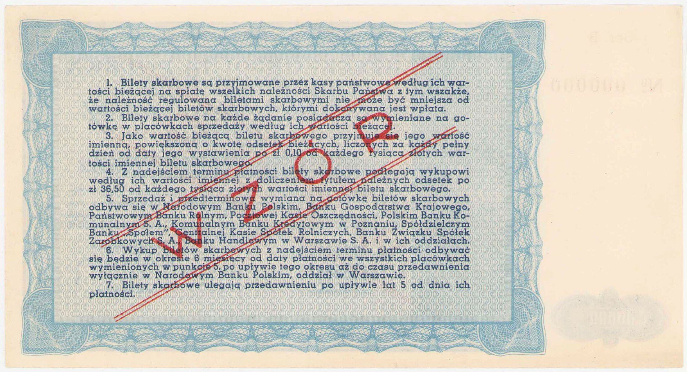 Bilet Skarbowy. WZÓR 10.000 złotych emisja 1945 seria B – RZADKOŚĆ R8