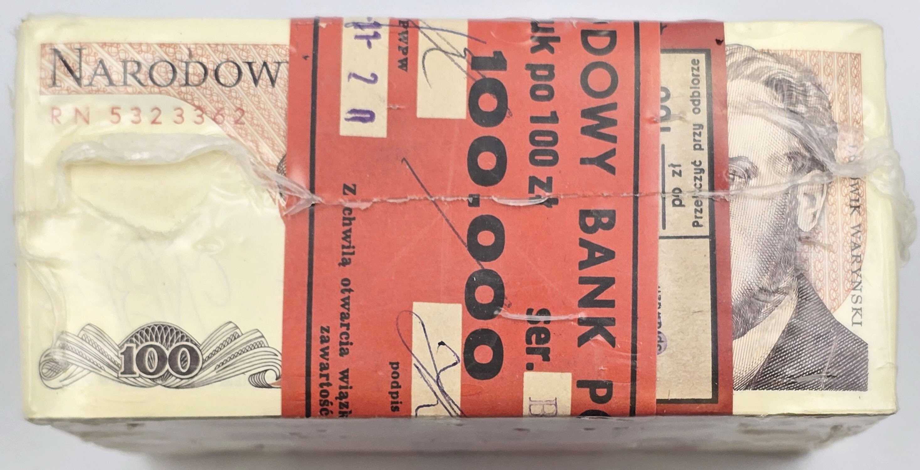 Zgrzewka Bankowa 100 złotych 1988 seria RN - RZADKOŚĆ