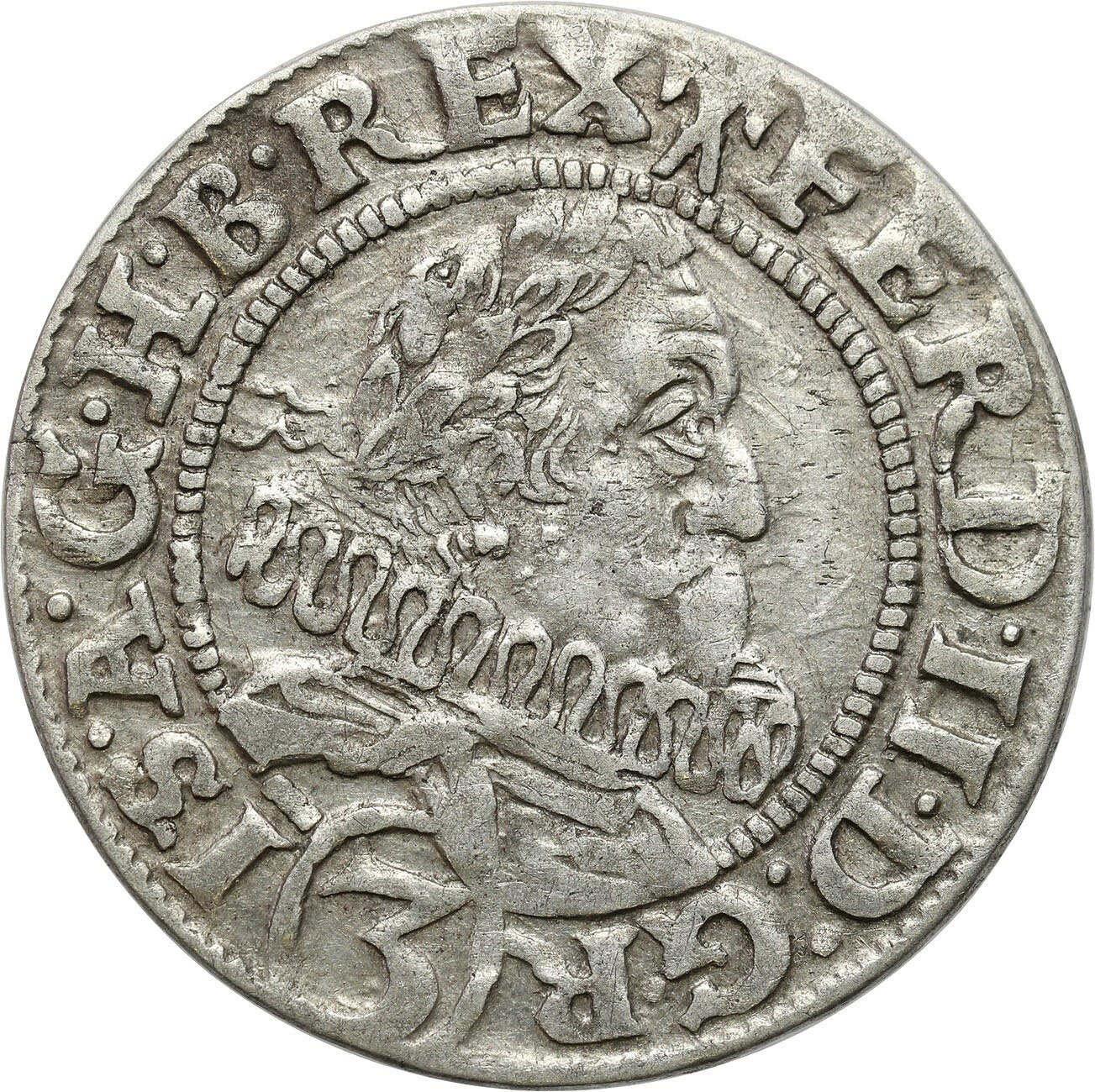 Śląsk pod panowaniem habsburskim - Ferdynand II (1619–1637). 3 krajcary 1628 HR, Wrocław