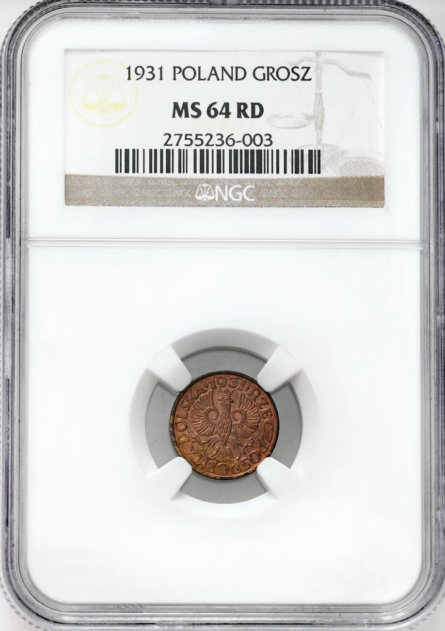 II RP. 1 grosz 1931 NGC MS64 RD