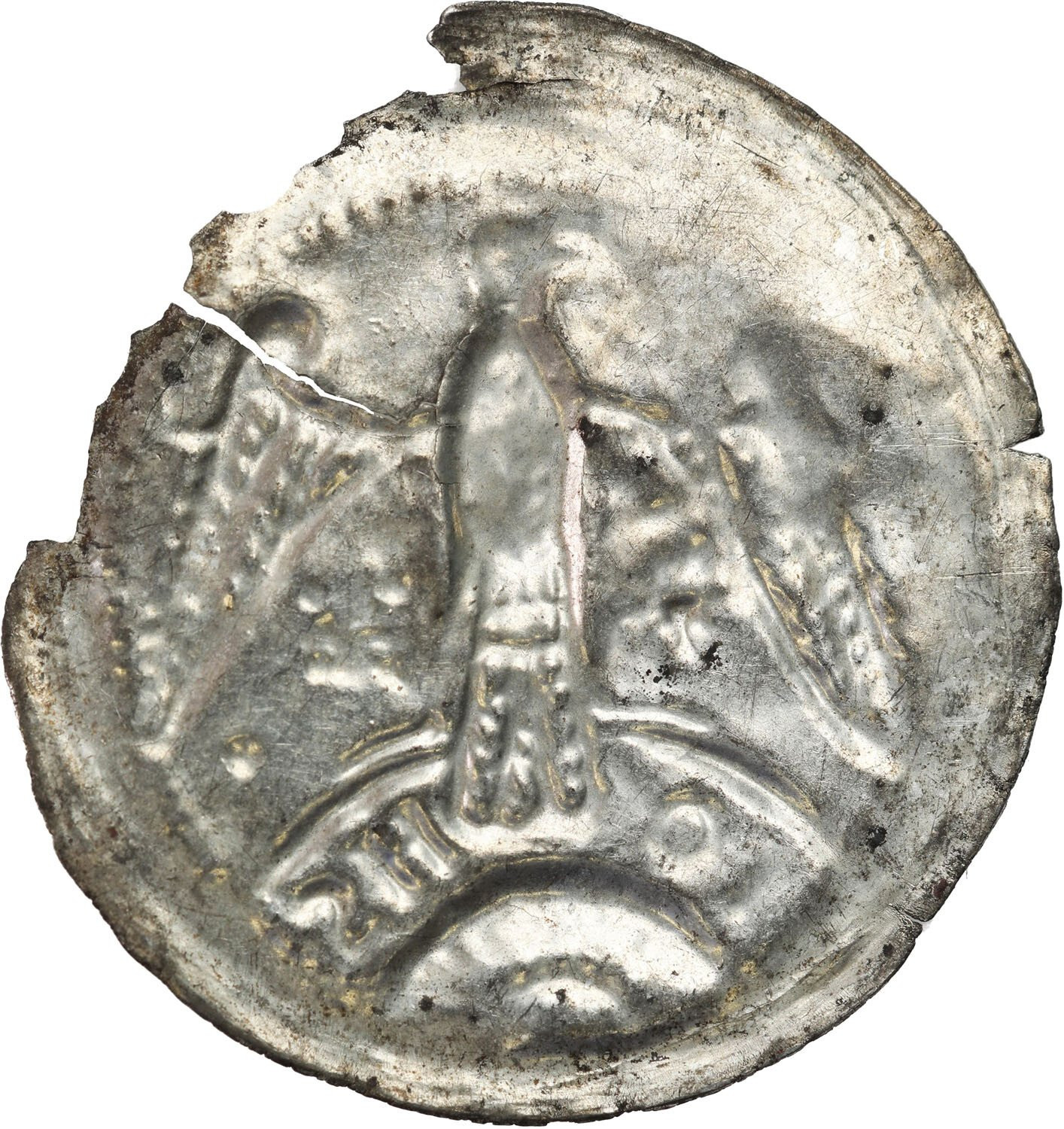 Bolesław Wysoki (1163-1201) lub Henryk Brodaty (1201-1238). Brakteat, Wrocław - Orzeł z rozpostartymi skrzydłami - RZADKOŚĆ