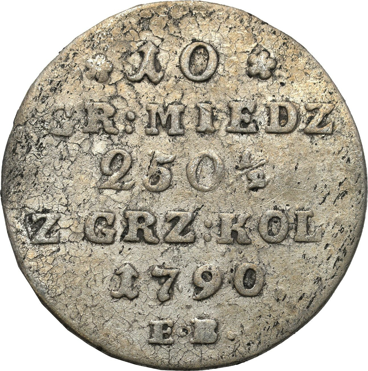 Stanisław August Poniatowski. 10 groszy miedziane 1790 EB, Warszawa