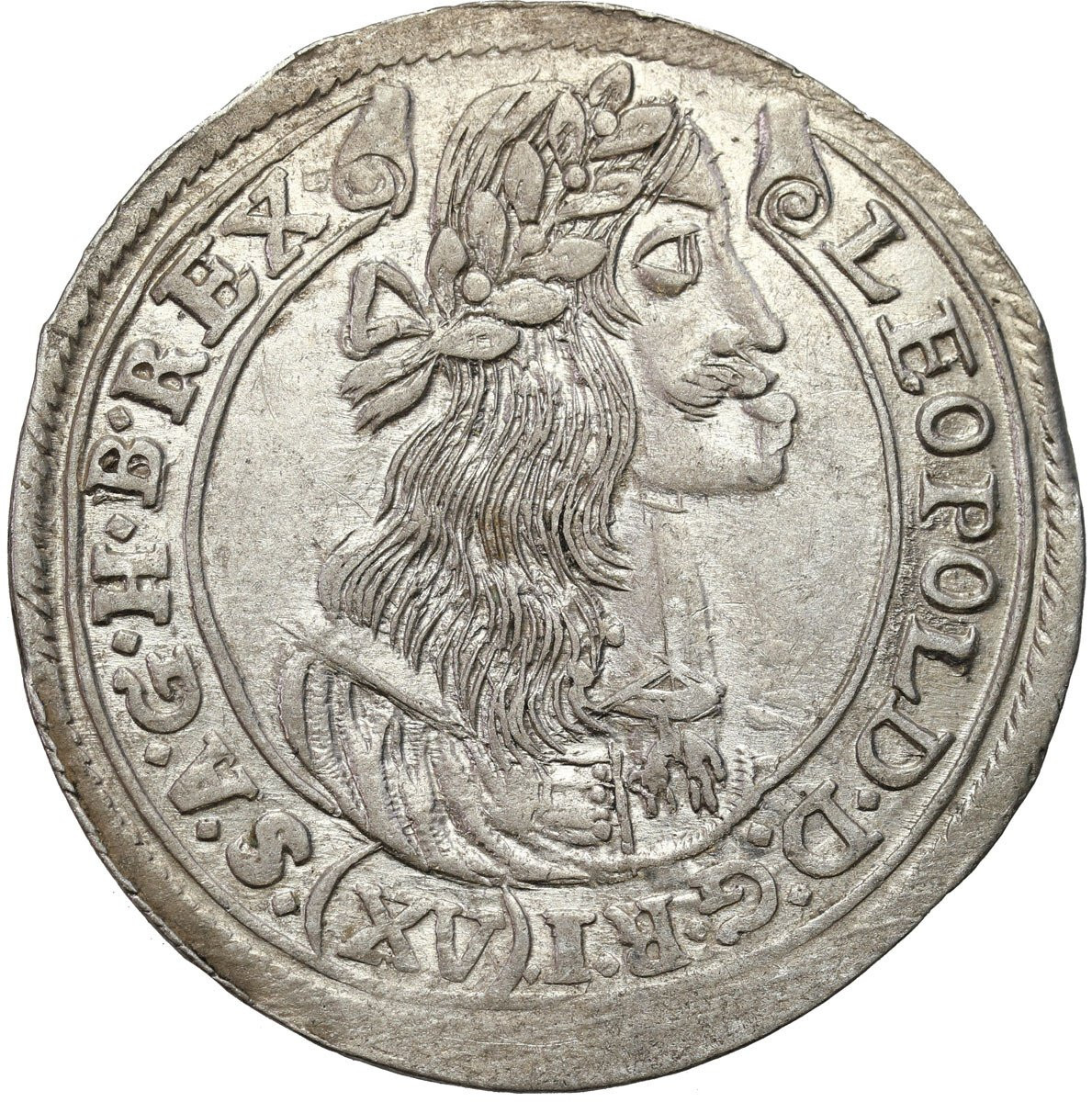 Węgry, Leopold I, 15 krajcarów 1677 KB, Kremnica