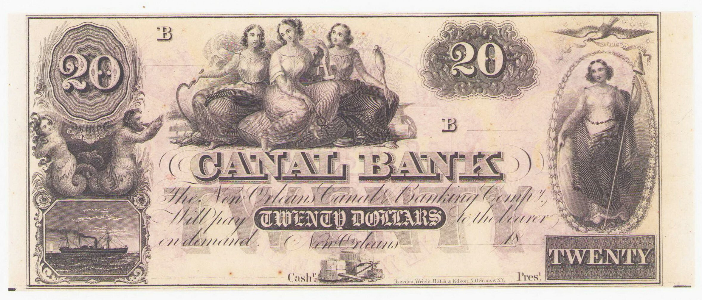 USA, Louisiana - Canal Bank New Orleans. 20 dolarów 18.. Nowy Orlean seria B