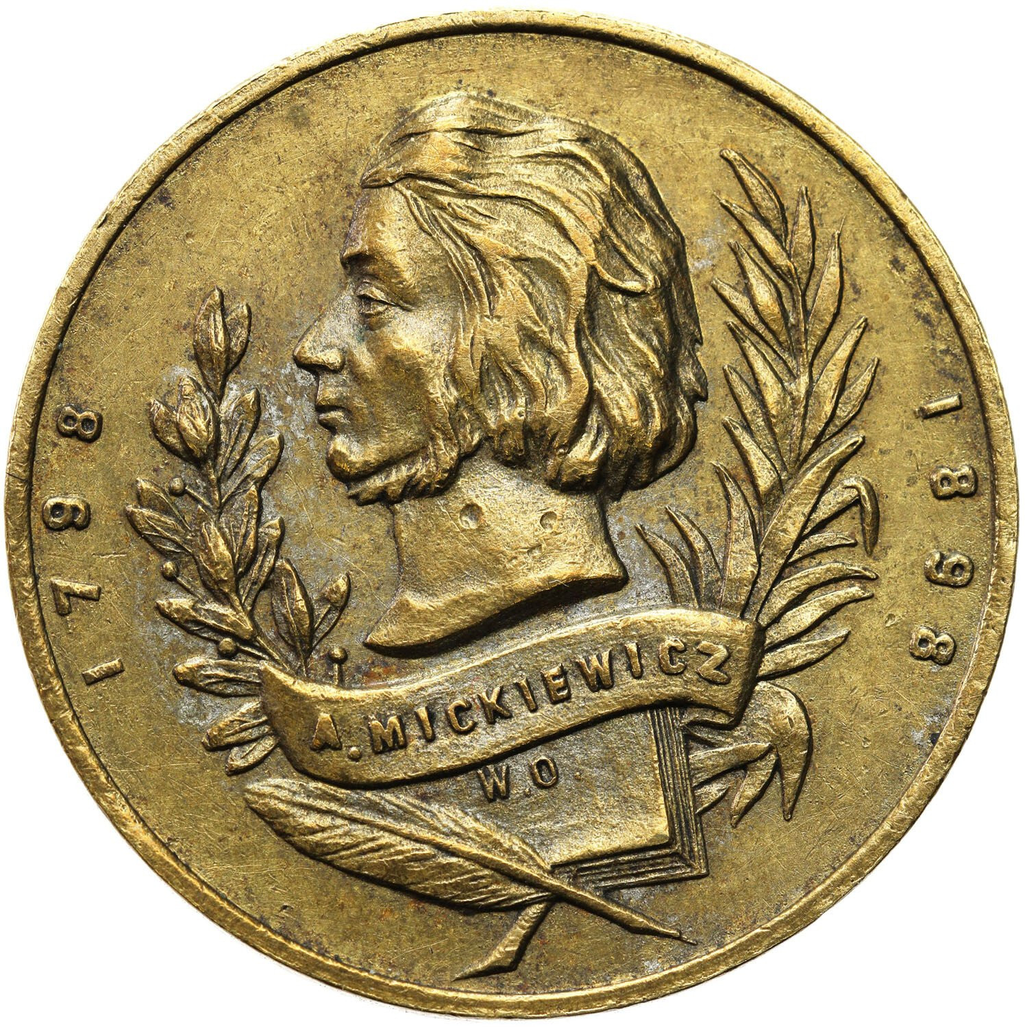 Medal. Plac Zamkowy Warszawa, Adam Mickiewicz 1898