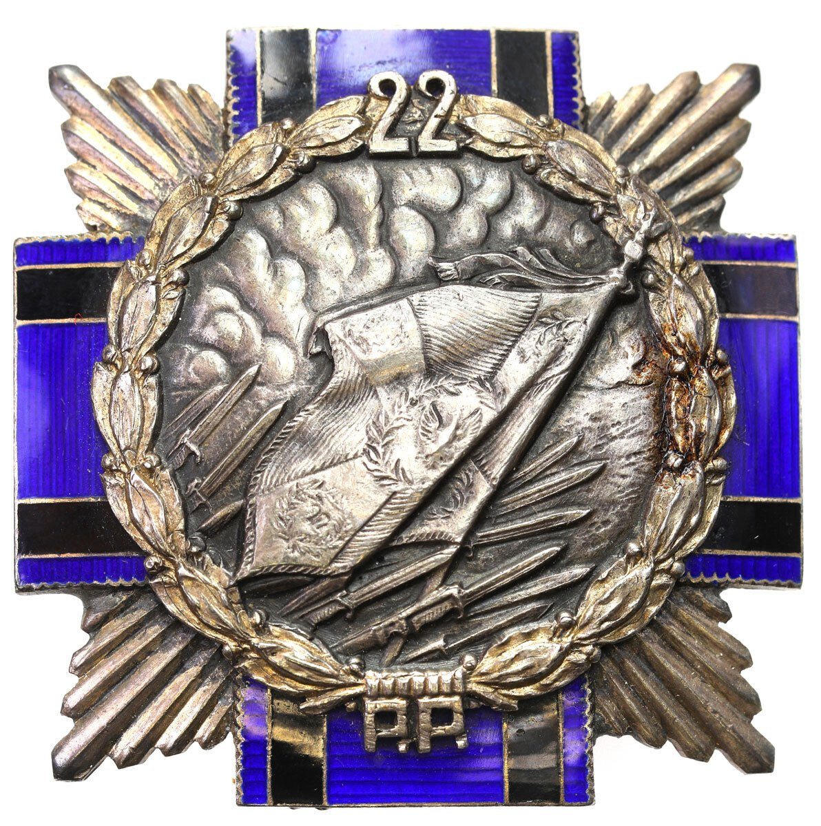 II RP. Odznaka pamiątkowa 22 Pułk Piechoty, Siedlce, SREBRO - RZADKA