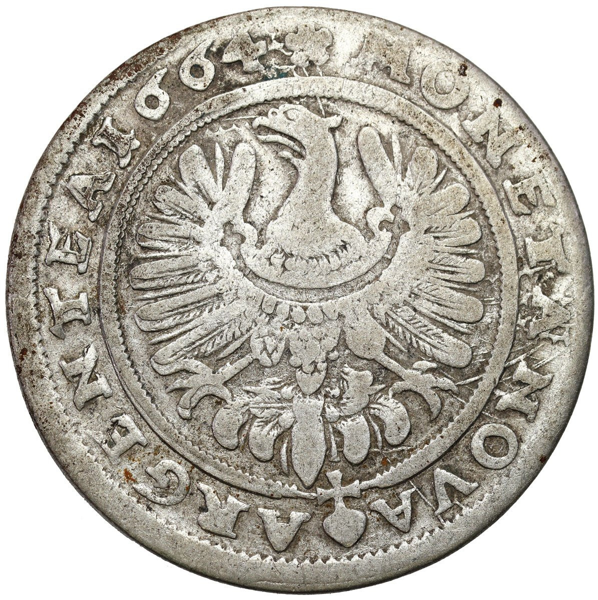 Śląsk, Księstwo Legnicko-Brzesko-Wołowskie. Krystian Wołowski (1639–1673). 15 krajcarów 1664, Brzeg