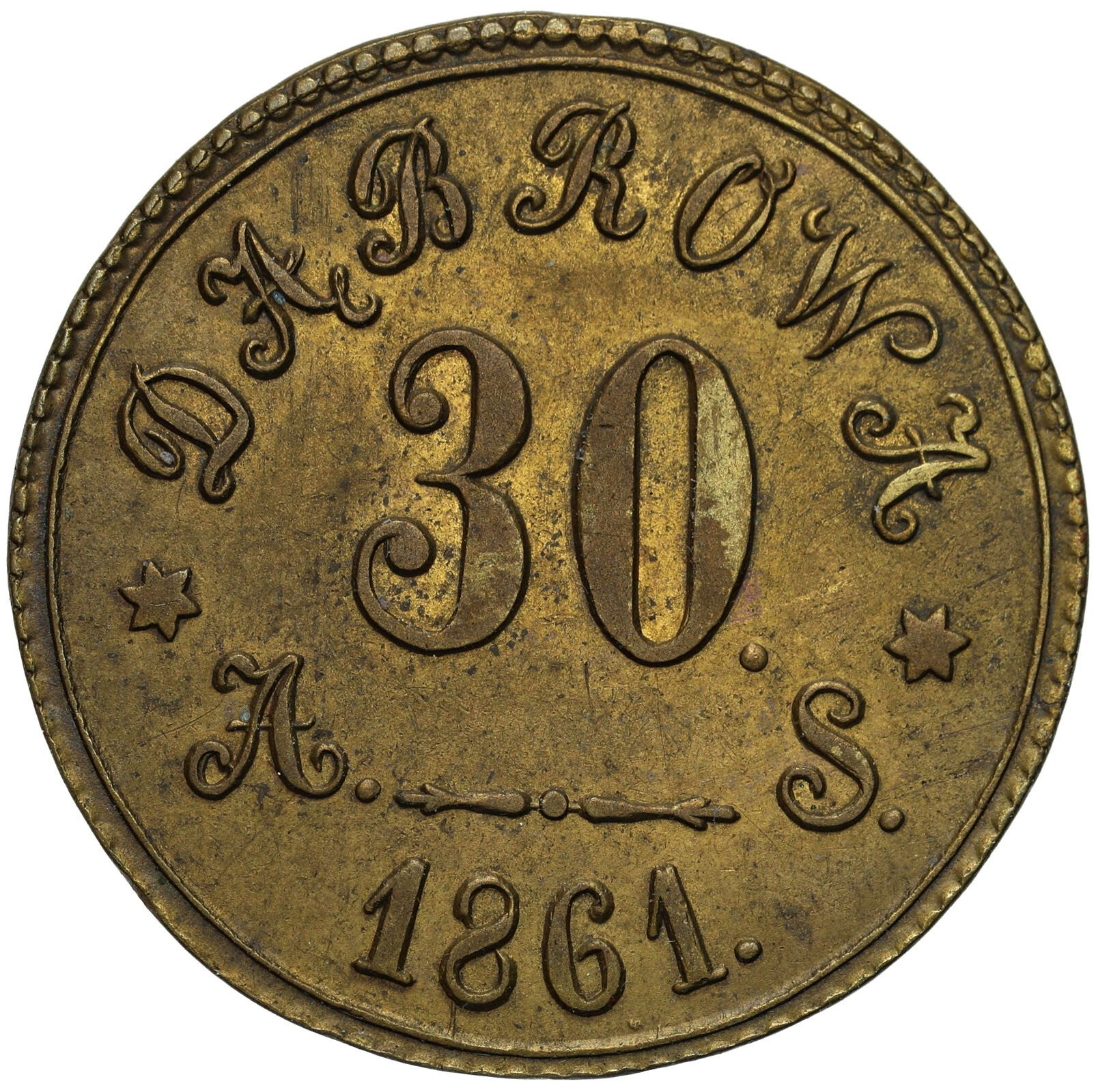 Polska, Dąbrowa. Żeton 1861 o nominale 30