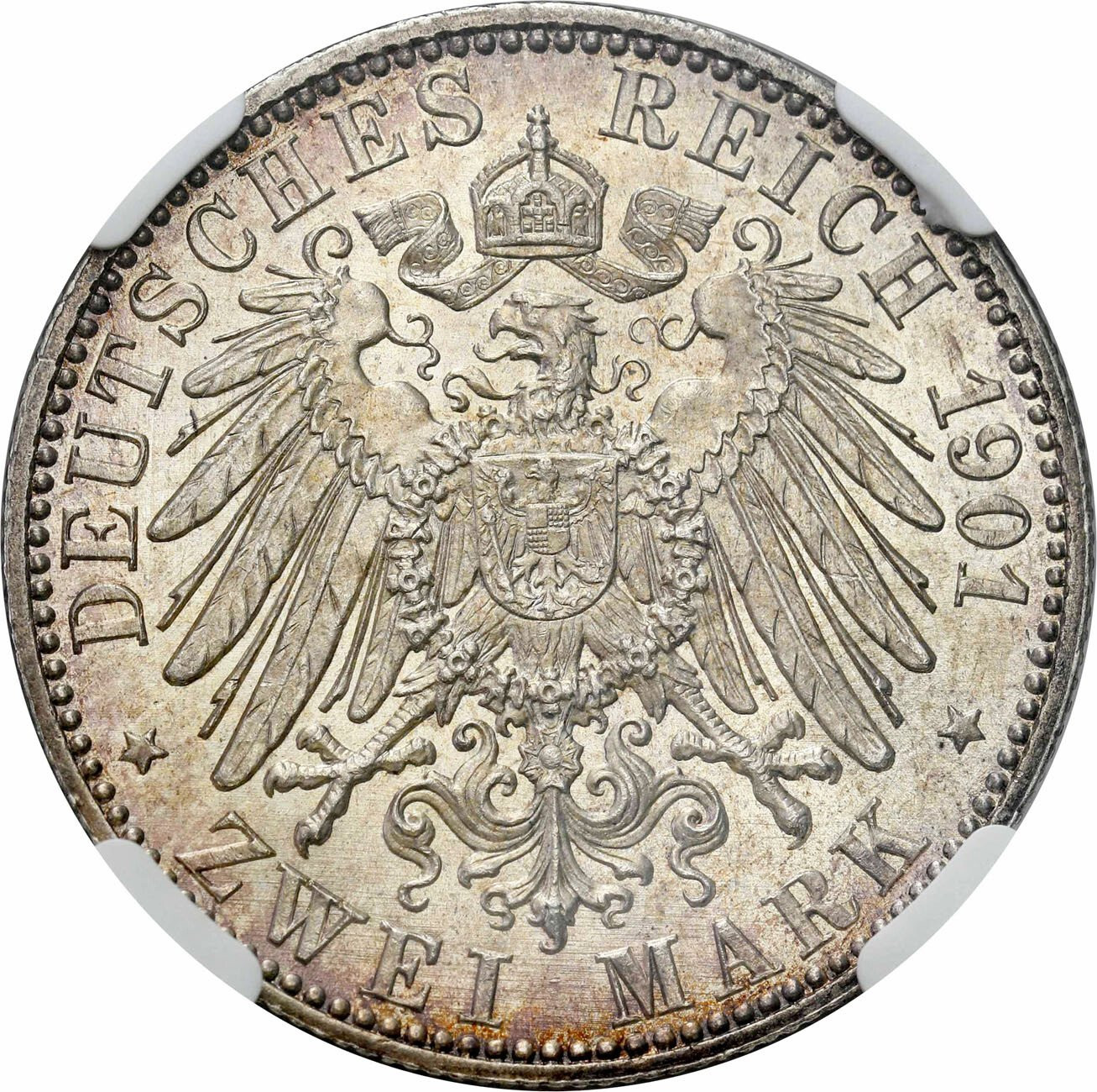 Niemcy, Saksonia-Altenburg. 2 marki 1901 A, Berlin NGC MS64 (2 MAX) – RZADKIE I PIĘKNE
