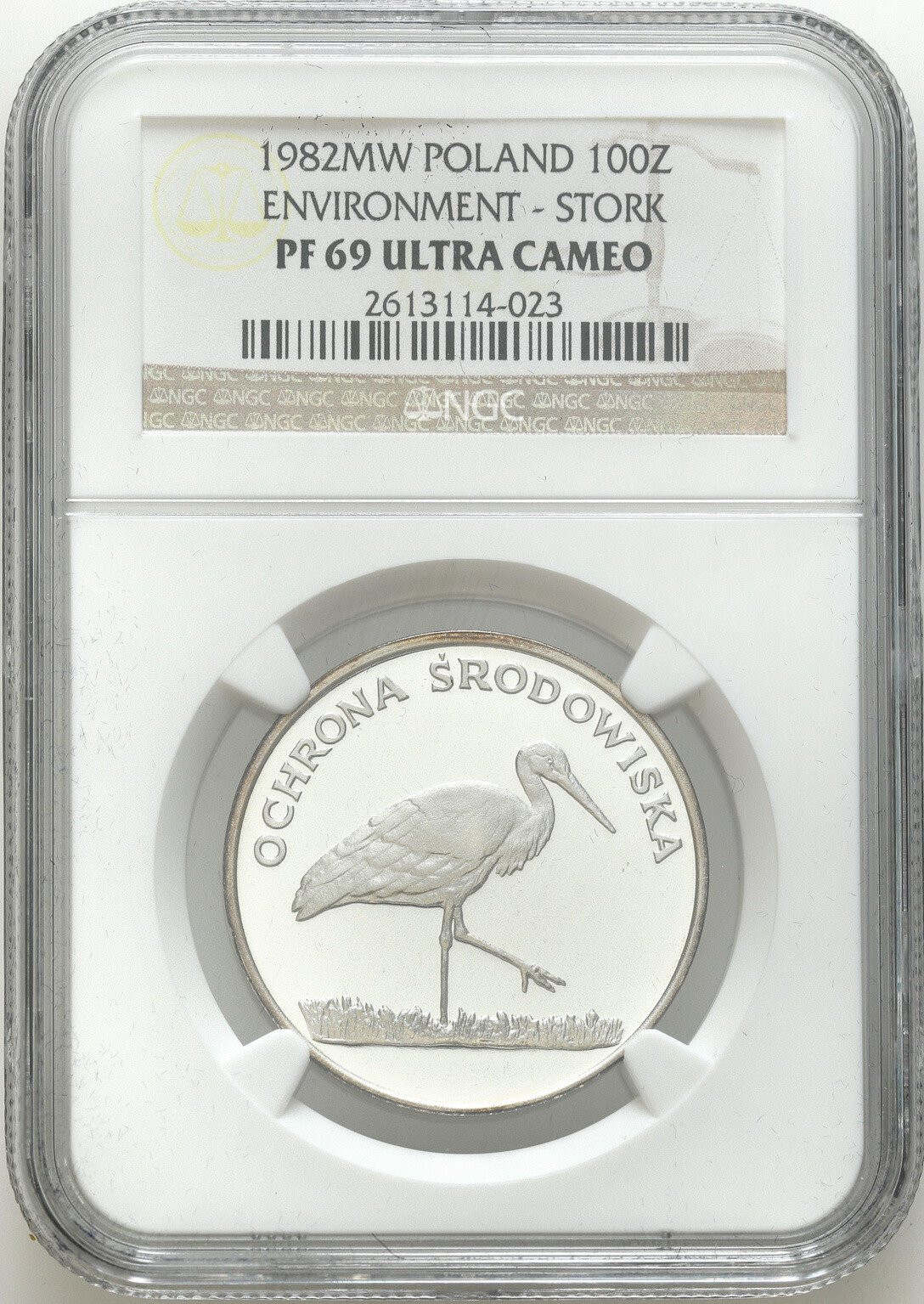 PRL. 100 złotych 1982, Bocian NGC MS69 ULTRA CAMEO (2MAX) - WSPANIAŁE 
