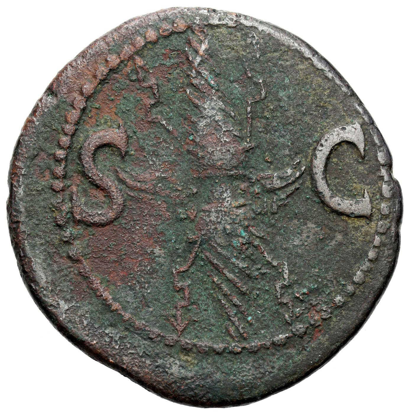 Cesarstwo Rzymskie, Dupondius, Oktawian August 27 p.n.e. – 14 n.e., Rzym Emisja pośmiertna z czasów Tyberiusza 14 – 37 n.e.