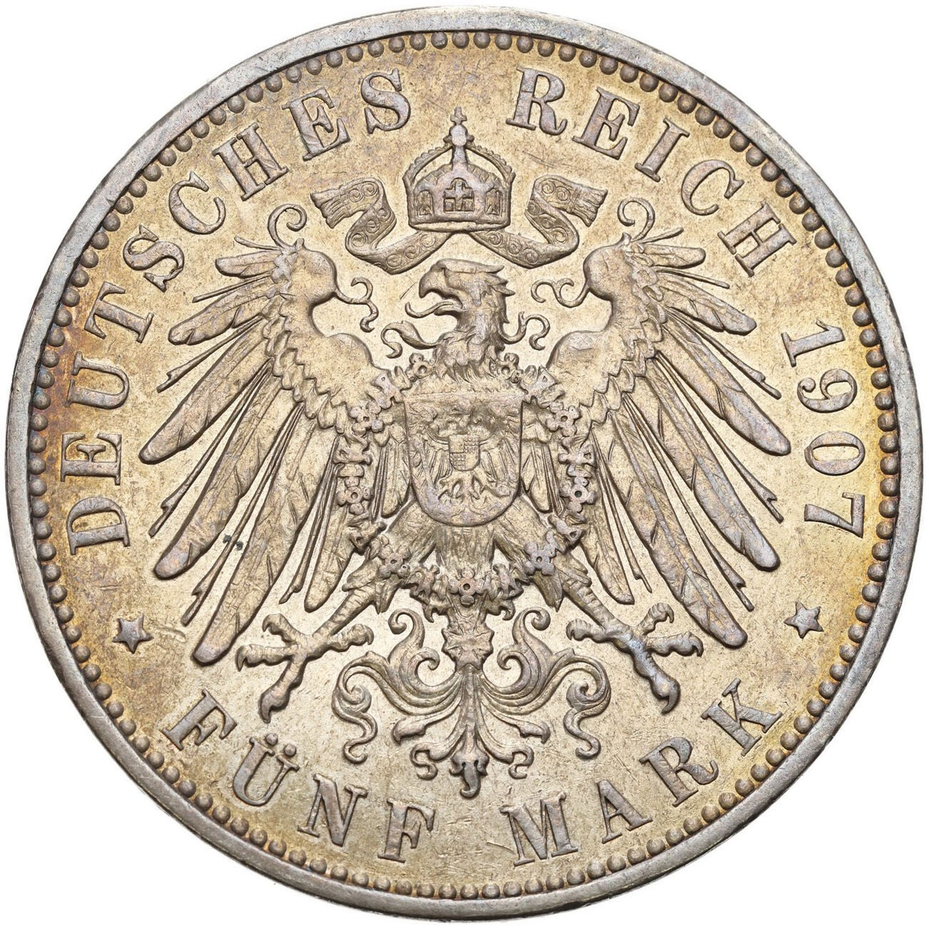 Niemcy, Saksonia. Fryderyk August III (1904–1918). 5 marek 1907 E, Muldenhütten