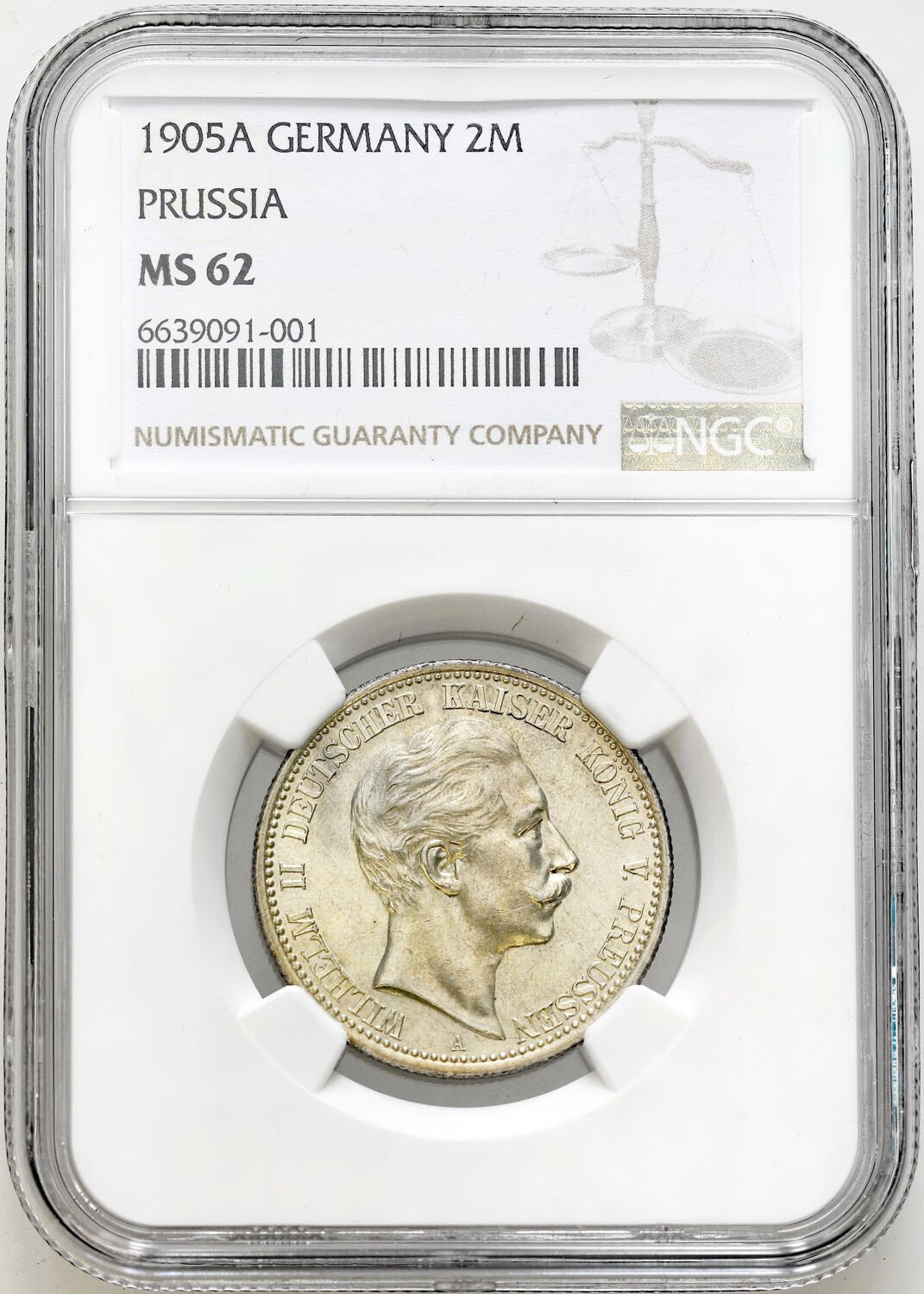 Niemcy, Prusy. Wilhelm II (1888–1918). 2 marki 1905 A, Berlin NGC MS62 - PIĘKNE