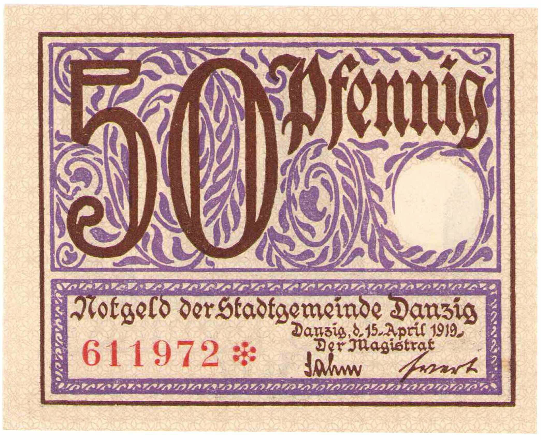 Gdańsk - Notgeld. 50 fenigów 1919