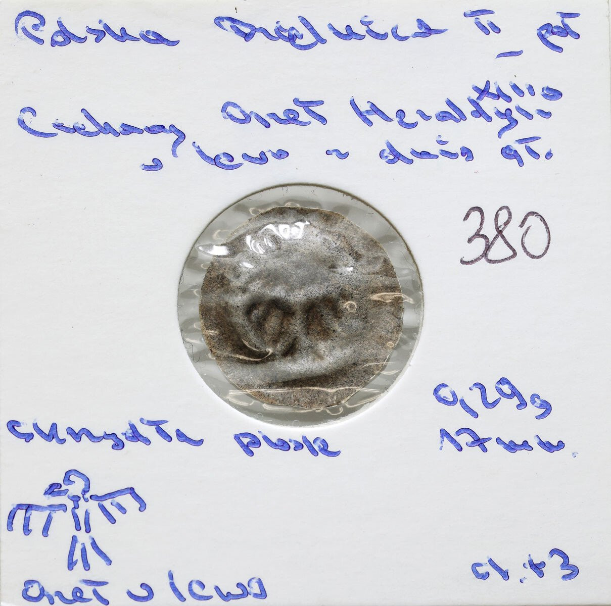 Brakteat guziczkowy. Mazowsze?, II połowa XIII, Wielkopolska? I ćwierć XIV w. - Orzeł heraldyczny w lewo