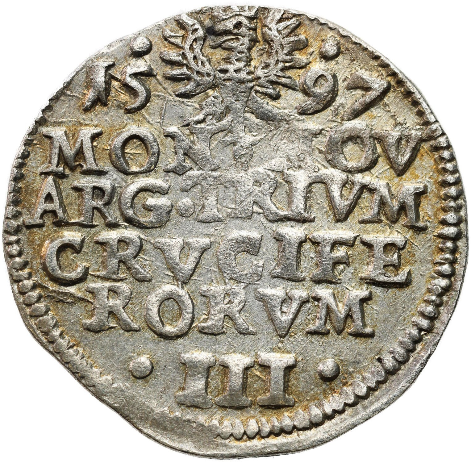 Śląsk, Księstwo Cieszyńskie. Adam Wacław (1579-1617). Trojak 1597, Cieszyn - RZADKOŚĆ