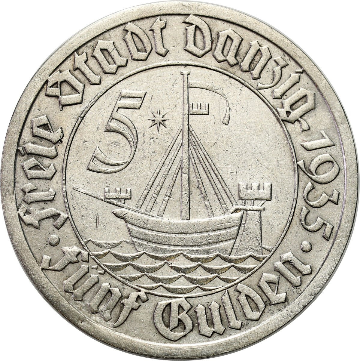 Wolne Miasto Gdańsk/Danzig. 5 Guldenów 1935 Koga – RZADKIE